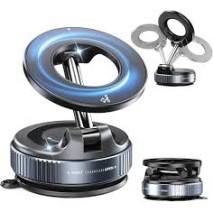Magnetic Car Phone Mount, 360-Degree Rotatable Dashboard Holder, Adjustable Grip, Black