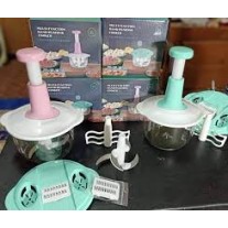 Manual Vegetable Chopper & Food Processor – Hand Push Onion, Fruit & Vegetable Cutter with Stainless Steel Blades