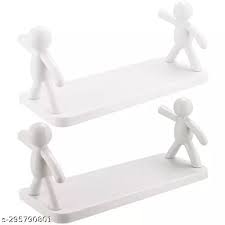 Creative Wall Shelf with Human Figurine Support – Modern Decorative Storage Rack