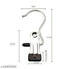 Stainless Steel Hanging Clip Hook – Multipurpose Strong Grip Hanger with Rubber Tips for Clothes, Towels & Accessories