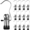 Stainless Steel Hanging Clip Hook – Multipurpose Strong Grip Hanger with Rubber Tips for Clothes, Towels & Accessories