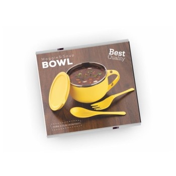 Premium Maggie & Soup Bowl with Handle and Lid | Microwave Safe | Multi-Purpose Kitchen Bowl
