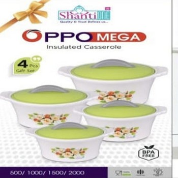 Shanti One OPPO Mega Insulated Casserole Set – 4 Pcs Gift Set | Hot & Cold Food Storage