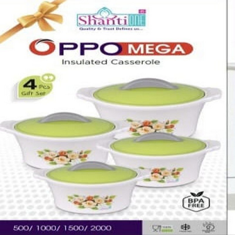 Shanti One OPPO Mega Insulated Casserole Set – 4 Pcs Gift Set | Hot & Cold Food Storage