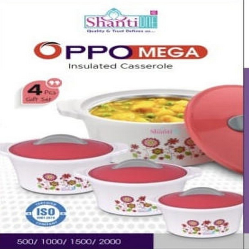 Shanti One OPPO Mega Insulated Casserole Set – 4 Pcs Gift Set | Hot & Cold Food Storage