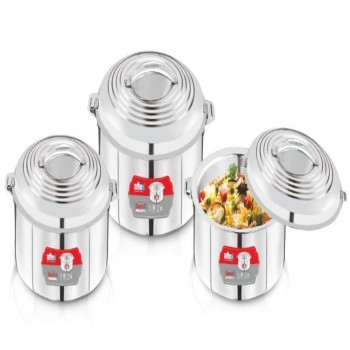 Shanti One Steelax Insulated Stainless Steel Hot Pot Set – 3 Pcs Gift Set | Casserole Food Warmer (1000 ml 1500 ml 2000ml)