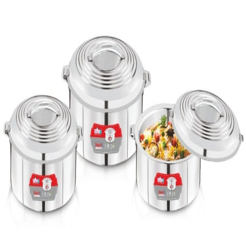 Shanti One Steelax Insulated Stainless Steel Hot Pot Set – 3 Pcs Gift Set | Casserole Food Warmer (1000 ml 1500 ml 2000ml)