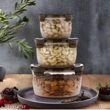 Airtight Food Storage Container Set – 3 Pcs Plastic Kitchen Storage Box (600ml, 1200ml, 1800ml)
