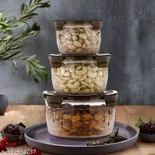 Airtight Food Storage Container Set – 3 Pcs Plastic Kitchen Storage Box (600ml, 1200ml, 1800ml)