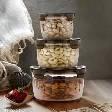 Airtight Food Storage Container Set – 3 Pcs Plastic Kitchen Storage Box (600ml, 1200ml, 1800ml)