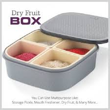 Multipurpose Dry Fruit Storage Box with 4 Compartments – Plastic Kitchen Organizer for Snacks, Spices & Pickles
