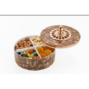 Premium Designer Dry Fruit Box with 4 Compartments – Decorative Gift Box for Snacks & Sweets