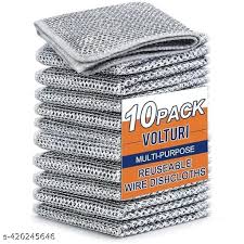 Volturi 10 Pack Reusable Dish Wire Cloths – Dual Layer Mesh Design Scrubber for Kitchen Cleaning