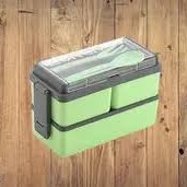 Double Layer Plastic Lunch Box with Spoon & Lock Lid – Leak-Proof Food Storage Tiffin