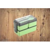 Double Layer Plastic Lunch Box with Spoon & Lock Lid – Leak-Proof Food Storage Tiffin