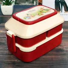 Double Layer Plastic Lunch Box with Lock Lid – Kids & Office Tiffin