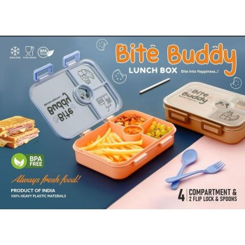 Premium 4 Compartment Lunch Box | Leak-Proof & Microwave Safe Tiffin for Office, School & Travel