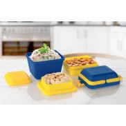 Premium Plastic Tiffin Box Set – 3 Compartment Lunch Box for Office, School & Travel