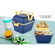 Premium Plastic Tiffin Box Set – 3 Compartment Lunch Box for Office, School & Travel