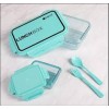Airtight Glass Lunch Box with Leak-Proof Lid & Spoon – 2 Compartment Tiffin Box for Office, School & Travel