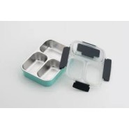 Stainless Steel Lunch Box with 3 Compartments & Transparent Lid – Leak-Proof, Durable & Lightweight Tiffin for Office, School & Travel