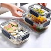Airtight Glass-Look Plastic Food Storage Container Set with Locking Lids – 3 Piece Rectangular Boxes