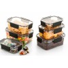 Airtight Glass-Look Plastic Food Storage Container Set with Locking Lids – 3 Piece Rectangular Boxes