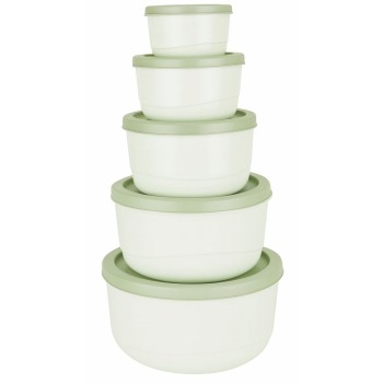 Multipurpose Plastic Storage Bowl Set with Airtight Lids – 5 Piece Nesting Kitchen Containers Multicolor 