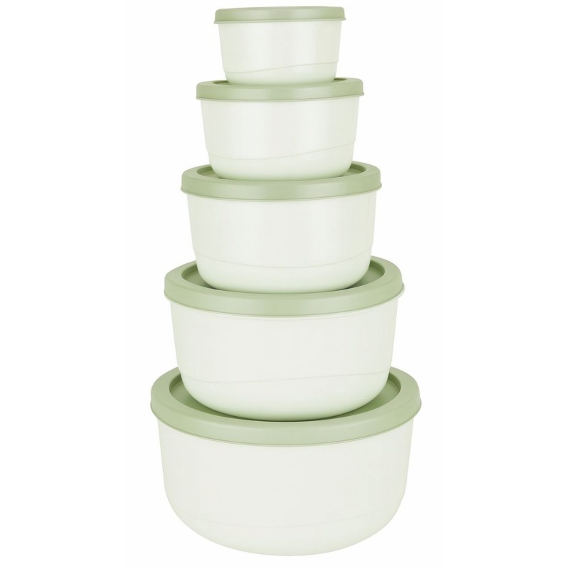 Multipurpose Plastic Storage Bowl Set with Airtight Lids – 5 Piece Nesting Kitchen Containers Multicolor 