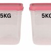 Large Plastic Food Storage Container Set – 2 Piece Airtight 5KG Capacity with Lids (Transparent with Multicolor Top)
