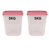 Large Plastic Food Storage Container Set – 2 Piece Airtight 5KG Capacity with Lids (Transparent with Multicolor Top)