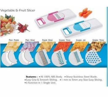 Multipurpose Vegetable & Fruit Slicer – 6 in 1 Cutter, Grater & Shredder with Interchangeable Blades