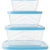 Transparent Plastic Storage Container Set with Airtight multicolor  Lids – 5 Piece Nesting Food Boxes