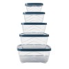 Transparent Plastic Storage Container Set with Airtight multicolor  Lids – 5 Piece Nesting Food Boxes