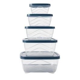 Transparent Plastic Storage Container Set with Airtight multicolor  Lids – 5 Piece Nesting Food Boxes