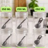 Plastic Kitchen Storage Jar Set with Spoon 6 Piece Transparent Containers for Spices, Dry Fruits & Snacks