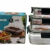 Airtight Glass-Look Plastic Food Storage Container Set with Locking Lids – 3 Piece Rectangular Boxes