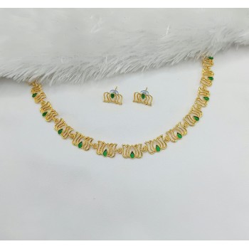 Gold Plated Lotus Necklace Set with Multicolor Stone | Elegant Designer Jewelry for Women