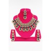 Gold Plated Multicolor  Stone Necklace Set with Earrings & Maang Tikka | Bridal Jewelry for Women