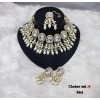 Kundan Pearl  Multicolor  Stone Choker Necklace Set | Bridal Jewelry with Earrings and  Maang Tikka