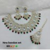 Kundan Necklace Set with Multicolor Beads | Bridal Jewellery with Earrings and  Maang Tikka