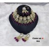Kundan Pearl  Multicolor  Stone Choker Necklace Set | Bridal Jewelry with Earrings and  Maang Tikka