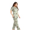 line flower green Short Sleeve Shirt & Pyjama Set | Soft & Breathable Sleepwear for Ladies