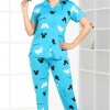 Blue Minnie  Printed Cotton Night Suit Set | Short Sleeve Shirt & Pyjama | Soft and Comfortable Sleepwear for Ladies