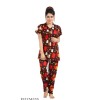 Box Maroon Cotton Night Suit Set | Half Sleeve Shirt & Pyjama | Soft & Comfortable Sleepwear for Ladies