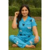  Blue Minnie  Printed Cotton Night Suit Set | Short Sleeve Shirt & Pyjama | Soft and Comfortable Sleepwear for Ladies