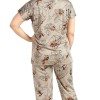 coffe line flower Night Suit Set  Short and Sleeve Shirt  Pyjama  Soft and Stylish Nightwear for Ladies