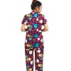 Box Purple Cotton Night Suit Set  Half Sleeve Shirt and  Pyjama  Soft and Breathable Sleepwear for Ladies