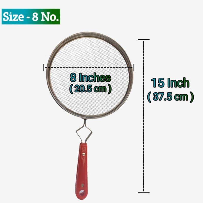 Stainless Steel Mesh Splatter Screen with Handle – Oil and  Grease Guard for Frying Pan papad jali
