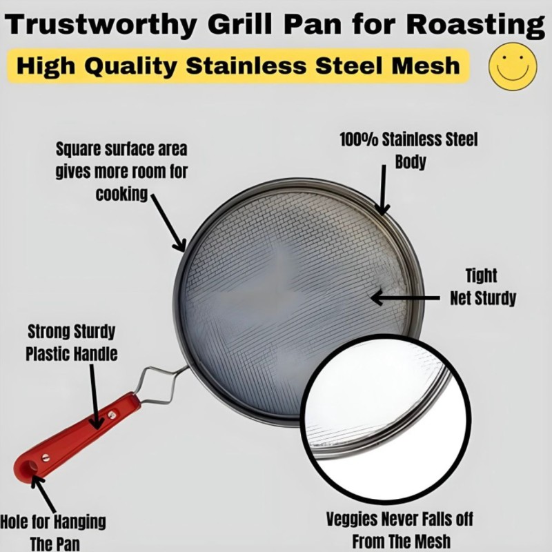 Stainless Steel Mesh Splatter Screen with Handle – Oil and  Grease Guard for Frying Pan papad jali